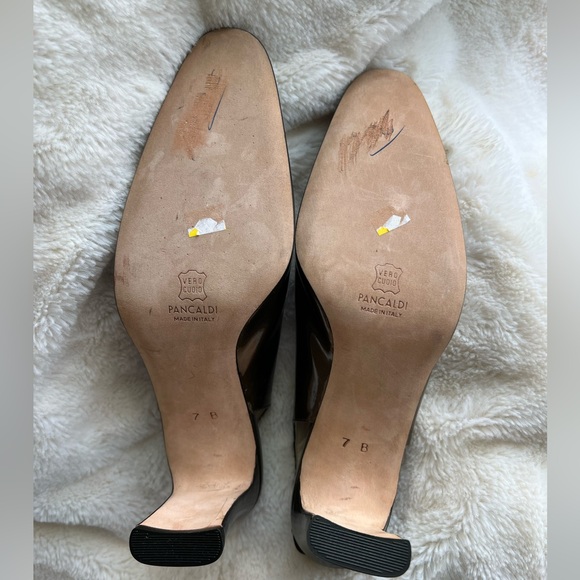 Pancaldi Satin Slingback Muted Gold Heels Made in Italy - Picture 5 of 9